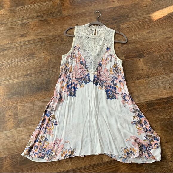 Free People Dresses & Skirts - Free People Boho Lace Dress Womens M/L Fairy Whimsy Sheath Midi Delicate Summer